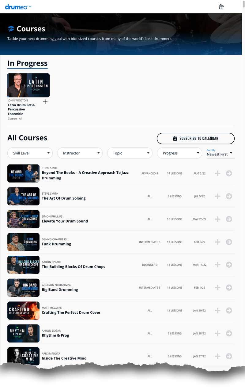 Drumeo Courses page part