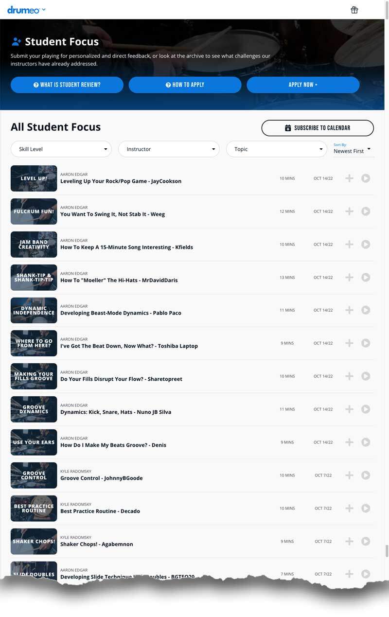 Drumeo Student Focus part